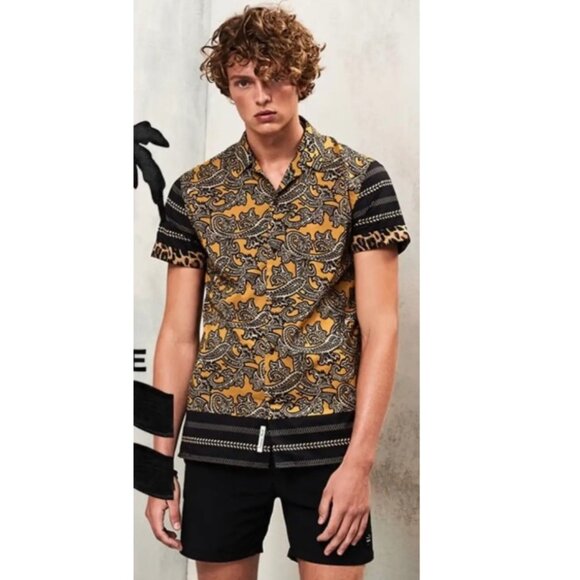 Scotch & Soda The Poolside Vibrant Button Up Shirt Yellow - Picture 1 of 8